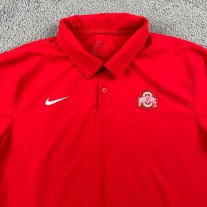 Ohio State Buckeyes Shirt Mens Large Red Polo Nike On Field Dri-Fit Performance